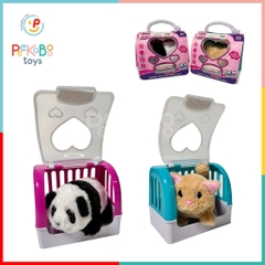 Đồ chơi vali thú cưng lồng mèo bông chó bông biết đi kêu vẫy đuôi kèm phụ kiện PeeKaPaw Toys