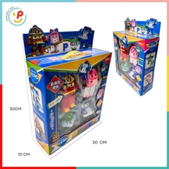 Hộp 4 xe RoboCar Poli cao cấp biến hình 2in1 mô hình xe đồ chơi chạy trớn không pin 868- 4 đồ chơi trẻ em Peekaboo Toys