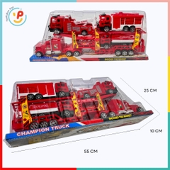 Đồ chơi mô hình xe tải lớn 2 tầng chạy trớn chở xe ô tô xe cẩu 55 cm 331 PeeKaPaw Toys