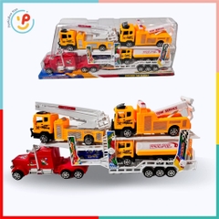 Đồ chơi mô hình xe tải lớn 2 tầng chạy trớn chở xe ô tô xe cẩu 55 cm 331 PeeKaPaw Toys