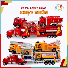 Đồ chơi mô hình xe tải lớn 2 tầng chạy trớn chở xe ô tô xe cẩu 55 cm 331 PeeKaPaw Toys