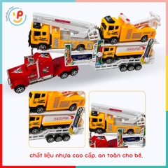 Đồ chơi mô hình xe tải lớn 2 tầng chạy trớn chở xe ô tô xe cẩu 55 cm 331 PeeKaPaw Toys