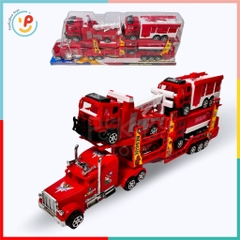 Đồ chơi mô hình xe tải lớn 2 tầng chạy trớn chở xe ô tô xe cẩu 55 cm 331 PeeKaPaw Toys