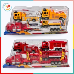Đồ chơi mô hình xe tải lớn 2 tầng chạy trớn chở xe ô tô xe cẩu 55 cm 331 PeeKaPaw Toys