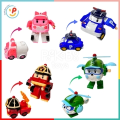 Hộp 4 xe RoboCar Poli cao cấp biến hình 2in1 mô hình xe đồ chơi chạy trớn không pin 868- 4 đồ chơi trẻ em Peekaboo Toys