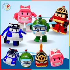 Hộp 4 xe RoboCar Poli cao cấp biến hình 2in1 mô hình xe đồ chơi chạy trớn không pin 868- 4 đồ chơi trẻ em Peekaboo Toys
