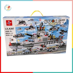 Bộ xếp hình Mô Hình Tàu Chiến Hạm Máy Bay Xe Tải 8 mẫu trong 1 906 mảnh LXA397 đồ chơi trẻ em Peekaboo Toys
