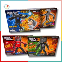 Trọn bộ Set 4 hộp lắp ráp lego SKIBIDI TOILETMAN 216 - 257 mảnh ghép 99247 đồ chơi trẻ em Peekaboo Toys