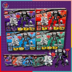 Trọn bộ 4 hộp xếp hình lắp ráp SKIBIDI TOILETMAN 82 - 104 mảnh MG1369 Peekabootoys