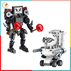 Trọn bộ 4 hộp xếp hình lắp ráp SKIBIDI TOILETMAN 82 - 104 mảnh MG1369 Peekabootoys