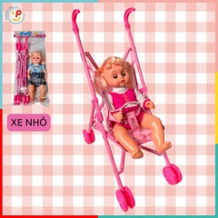 Búp bê có xe đẩy gấp lại được cho bé tập đi đồ chơi trẻ em Peekaboo Toys