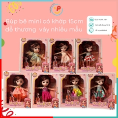 Búp bê mini có khớp cao 15cm dễ thương cho bé váy nhiều mẫu 3688-154