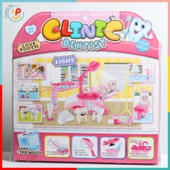 Đồ chơi nhập vai bé tập làm nha sĩ có búp bê dụng cụ dùng pin có đèn và nước chảy 1368-6803