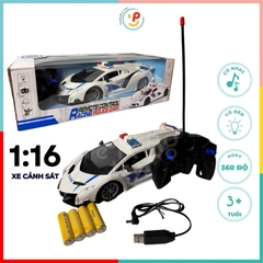 Xe cảnh sát điều khiển từ xa có âm thanh pin sạc 665 PeeKaPaw Toys