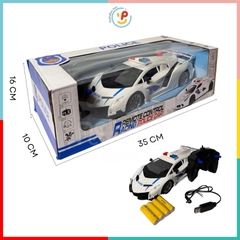 Xe cảnh sát điều khiển từ xa có âm thanh pin sạc 665 PeeKaPaw Toys