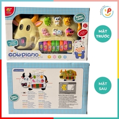 Đồ chơi đàn piano hình bò sữa có đèn và âm thanh tiếng kêu động vật 6600