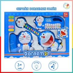 Bộ 3 món đàn organ đàn guitar điện thoại dùng pin CÓ ÂM THANH Doremon 1232