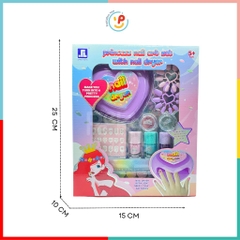 Đồ chơi làm đẹp cho bé bộ có máy hơ móng tay 2106 dùng pin có đèn sơn móng tay sticker kim tuyến móng giả