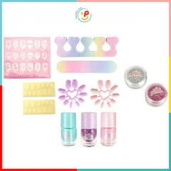 Đồ chơi làm đẹp cho bé bộ có máy hơ móng tay 2106 dùng pin có đèn sơn móng tay sticker kim tuyến móng giả