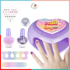 Đồ chơi làm đẹp cho bé bộ có máy hơ móng tay 2106 dùng pin có đèn sơn móng tay sticker kim tuyến móng giả