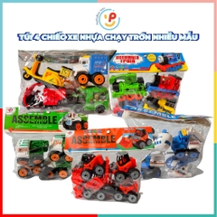 Túi 4 chiếc xe nhựa chạy trớn nhiều mẫu 589