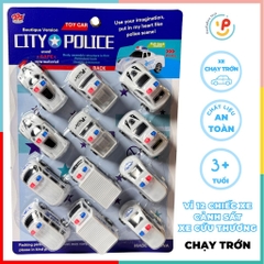 Đồ chơi vỉ 12 chiếc xe cảnh sát xe cứu thương chạy trớn 225-7716A PeeKaPaw