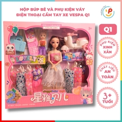 Hộp búp bê và phụ kiện váy điện thoại cầm tay xe vespa Q1 peekabootoys