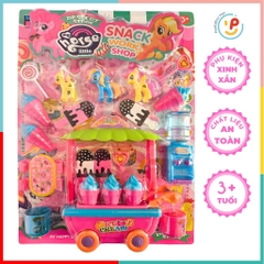 Đồ chơi cửa hàng bánh ngọt xe kem và chú ngựa Poli ép vỉ 1660 PeekaPaw Toys
