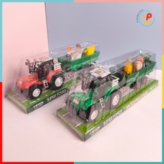 Mô hình xe kéo đầu lớn chở động vật gia cầm chạy trớn dài 35cm PeeKaPaw Toys