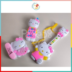 Đồ chơi 3 món Mèo Hello Kitty đàn guitar điện thoại có nhạc vui nhộn 1203 PeeKaPaw Toys