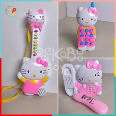 Đồ chơi 3 món Mèo Hello Kitty đàn guitar điện thoại có nhạc vui nhộn 1203 PeeKaPaw Toys