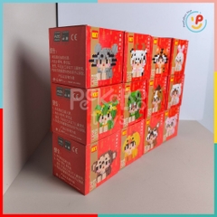 Hộp xếp hình 3D mini mô hình 12 con giáp lốc 6 hộp peekabootoys