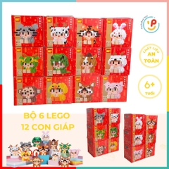 Hộp xếp hình 3D mini mô hình 12 con giáp lốc 6 hộp peekabootoys