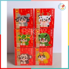 Hộp xếp hình 3D mini mô hình 12 con giáp lốc 6 hộp peekabootoys