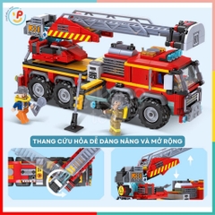 Hộp lắp ráp xếp hình Xe cứu hỏa City Global 454 mảnh 52030 Peekabootoys