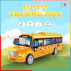 Xe buýt trường học School Bus dùng pin có đèn âm thanh cửa mở đóng được 7729 Peekabootoys