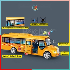 Xe buýt trường học School Bus dùng pin có đèn âm thanh cửa mở đóng được 7729 Peekabootoys