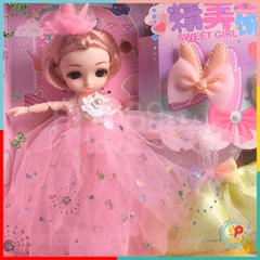 Hộp búp bê có khớp công chúa và phụ kiện váy đầm 598-156 Peekabootoys