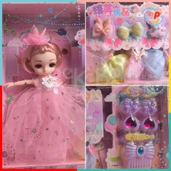 Hộp búp bê có khớp công chúa và phụ kiện váy đầm 598-156 Peekabootoys
