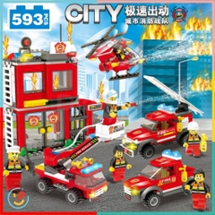 Bộ lắp ráp xếp hình Lính cứu hỏa City Fire Rescue 593 mảnh LX342 PeekabooToys