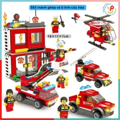 Bộ lắp ráp xếp hình Lính cứu hỏa City Fire Rescue 593 mảnh LX342 PeekabooToys