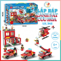 Bộ lắp ráp xếp hình Lính cứu hỏa City Fire Rescue 593 mảnh LX342 PeekabooToys