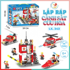 Bộ lắp ráp xếp hình Thành phố cứu hỏa City Fire Rescue 407 mảnh LX343 PeekabooToys