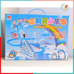 Đồ chơi cầu trượt 3 chú chim cánh cụt leo thang dùng pin có nhạc 777-3 Peekabootoys