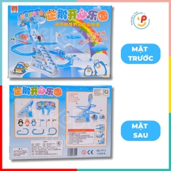 Đồ chơi cầu trượt 3 chú chim cánh cụt leo thang dùng pin có nhạc 777-3 Peekabootoys