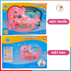 Đồ chơi đàn piano hình cá heo có đèn và âm thanh tiếng kêu động vật Peekabootoys