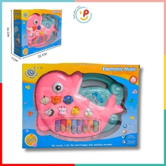 Đồ chơi đàn piano hình cá heo có đèn và âm thanh tiếng kêu động vật Peekabootoys
