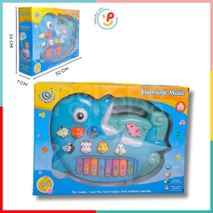 Đồ chơi đàn piano hình cá heo có đèn và âm thanh tiếng kêu động vật Peekabootoys