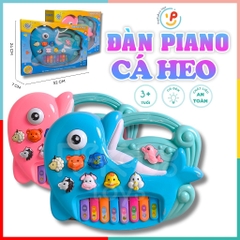 Đồ chơi đàn piano hình cá heo có đèn và âm thanh tiếng kêu động vật Peekabootoys