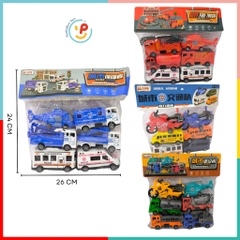 Túi 6 chiếc xe đồ chơi cho bé nhiều loại phương tiện chạy trớn 832 peekabootoys
